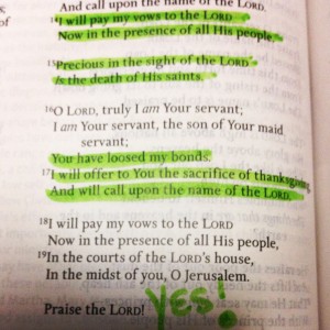 Oh Yes! Psalm 116..