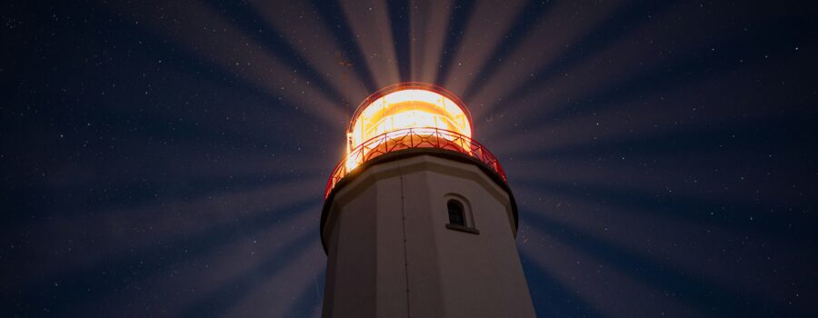 Lighthouse on rocky coast